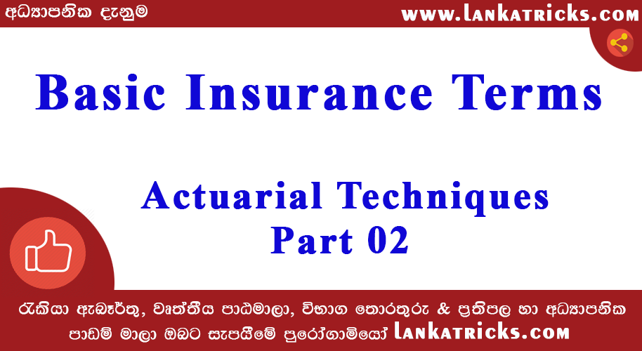 Basic Insurance Terms - Actuarial Techniques Part 02